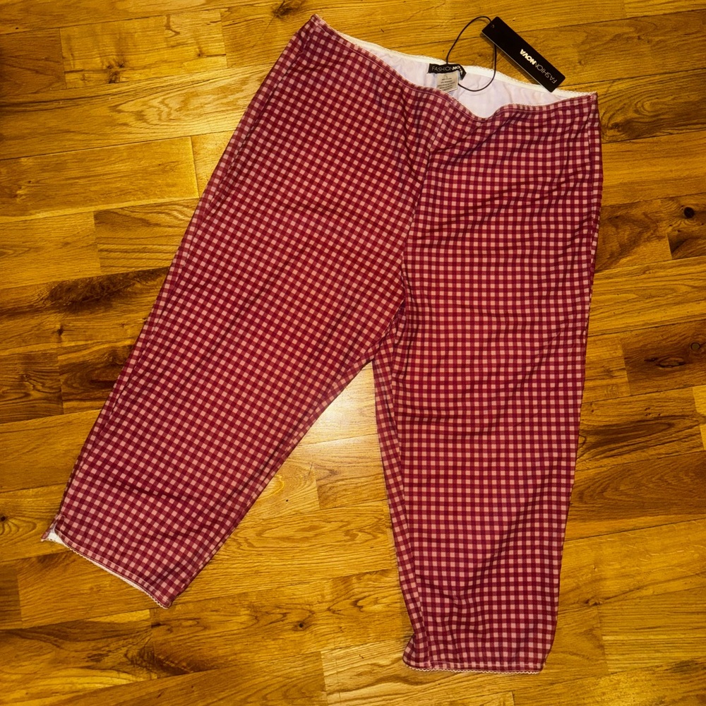 Red Checkered Capri Tights